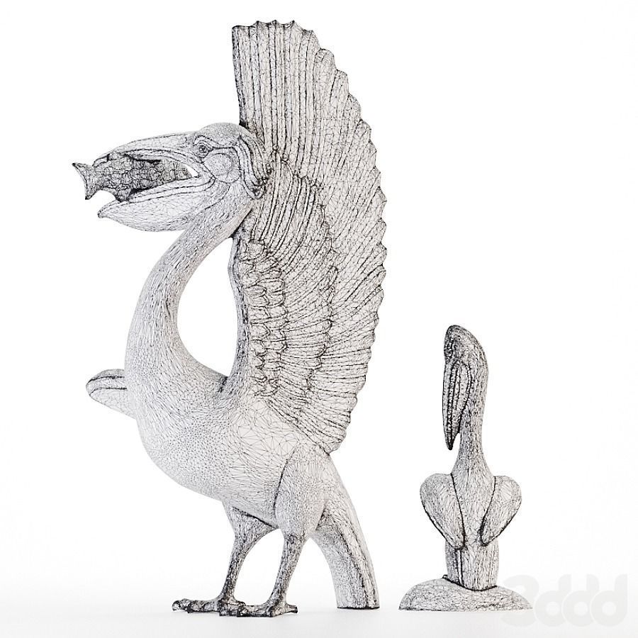 Pelican statues 3D model_2