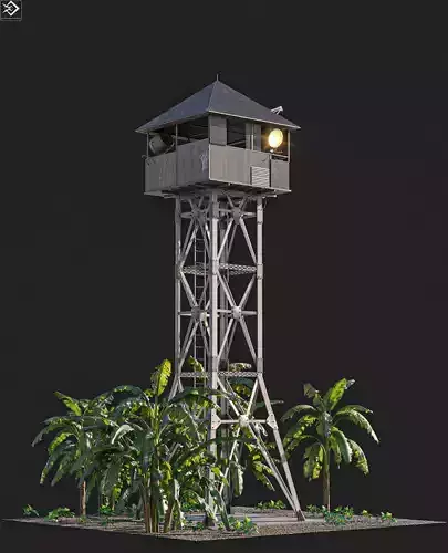 Watchtower guard tower Low-poly 3D model