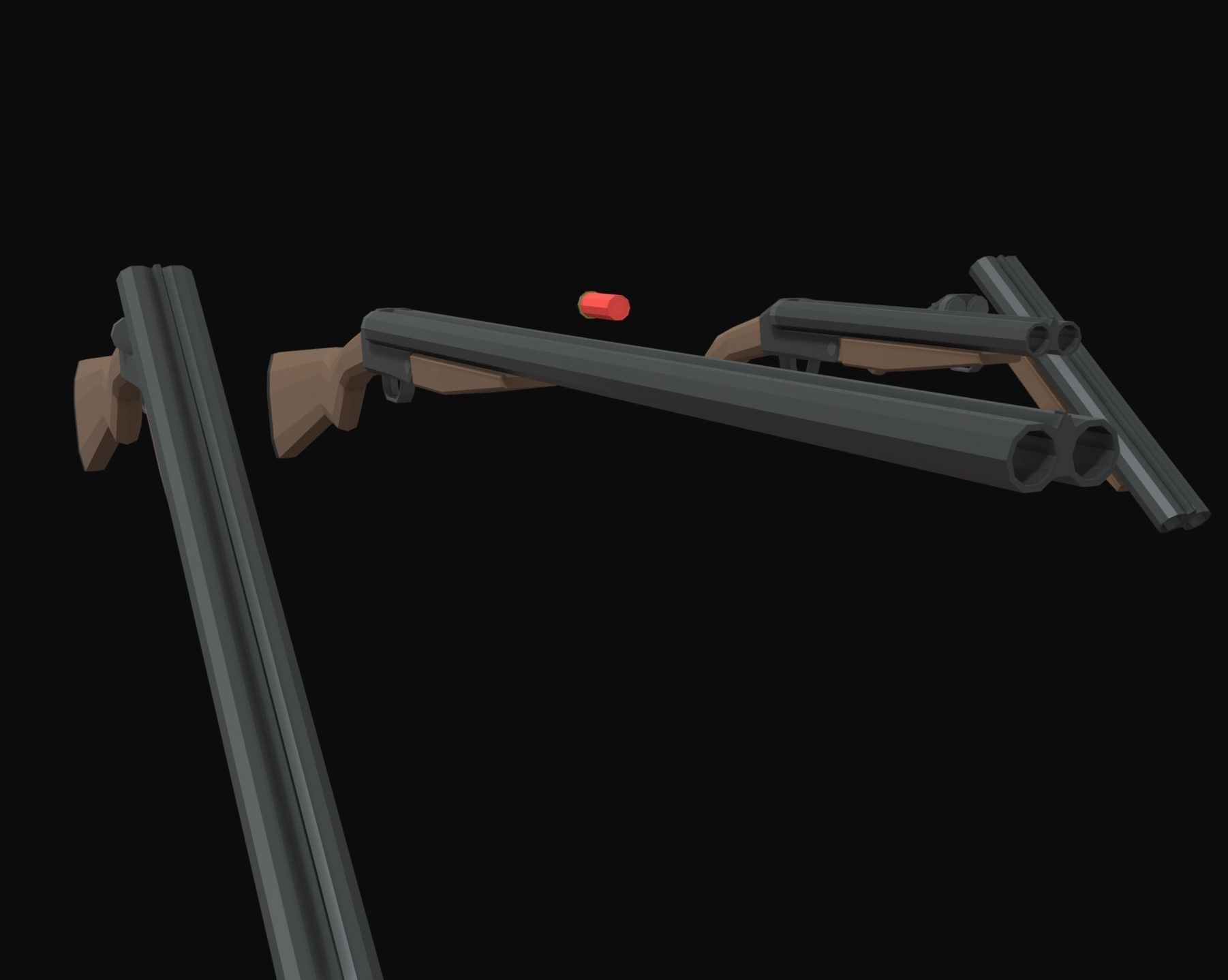 Double Barrel Shotgun Low Poly Low-poly 3D model_6
