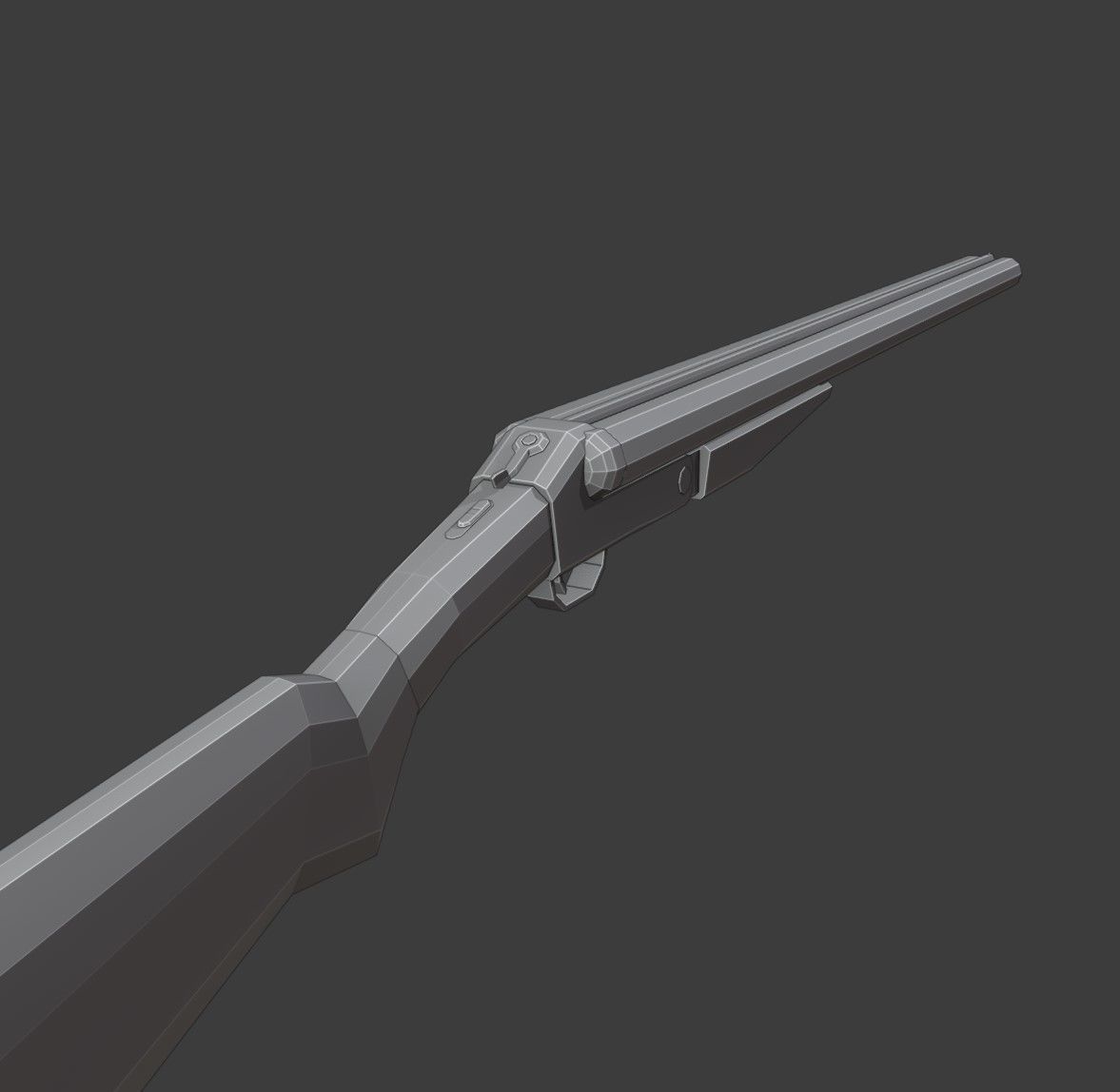 Double Barrel Shotgun Low Poly Low-poly 3D model_13