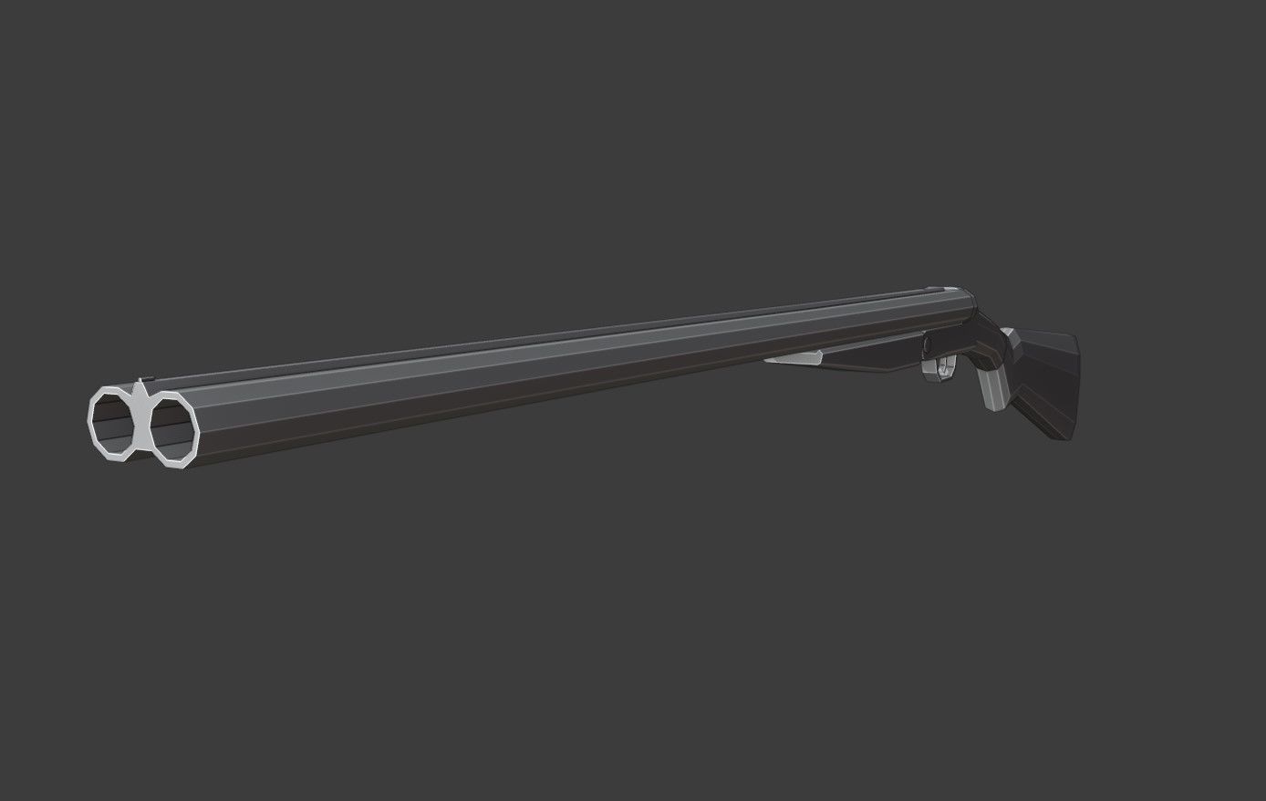 Double Barrel Shotgun Low Poly Low-poly 3D model_14