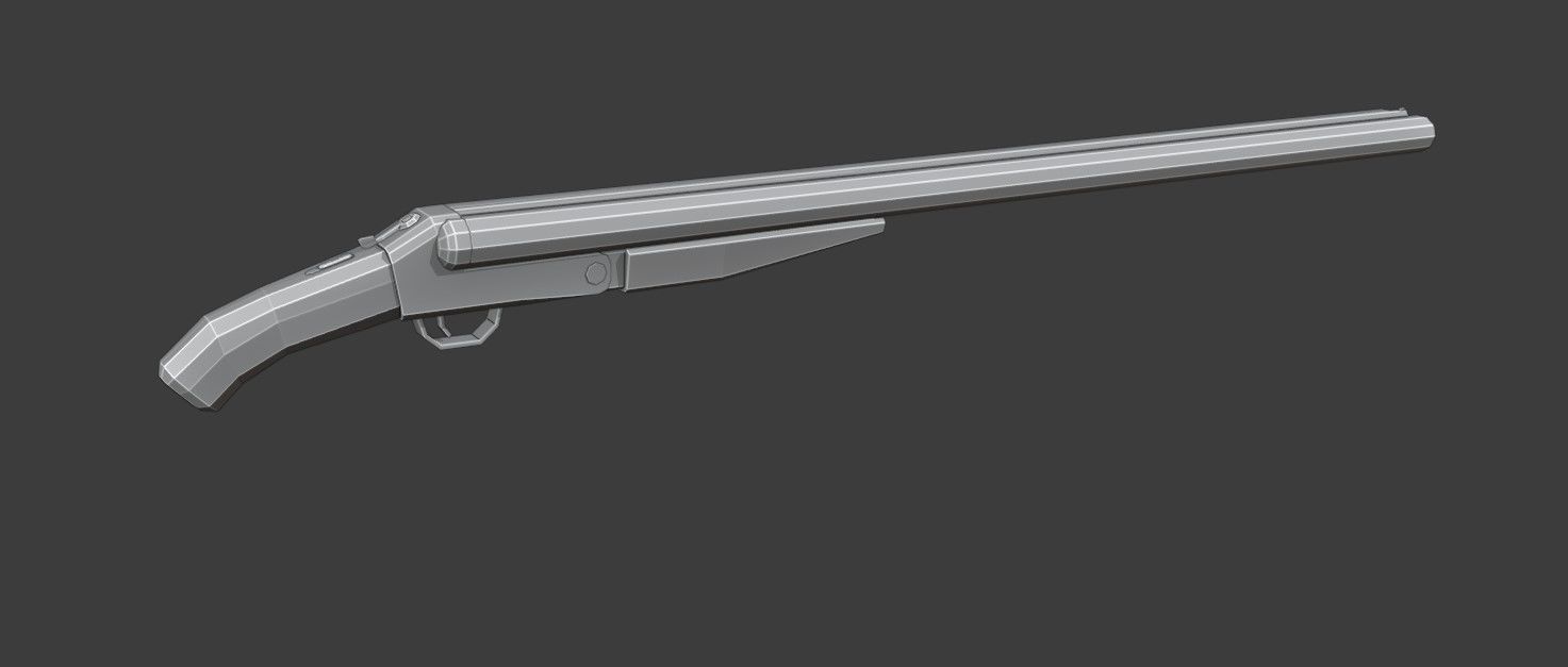 Double Barrel Shotgun Low Poly Low-poly 3D model_8