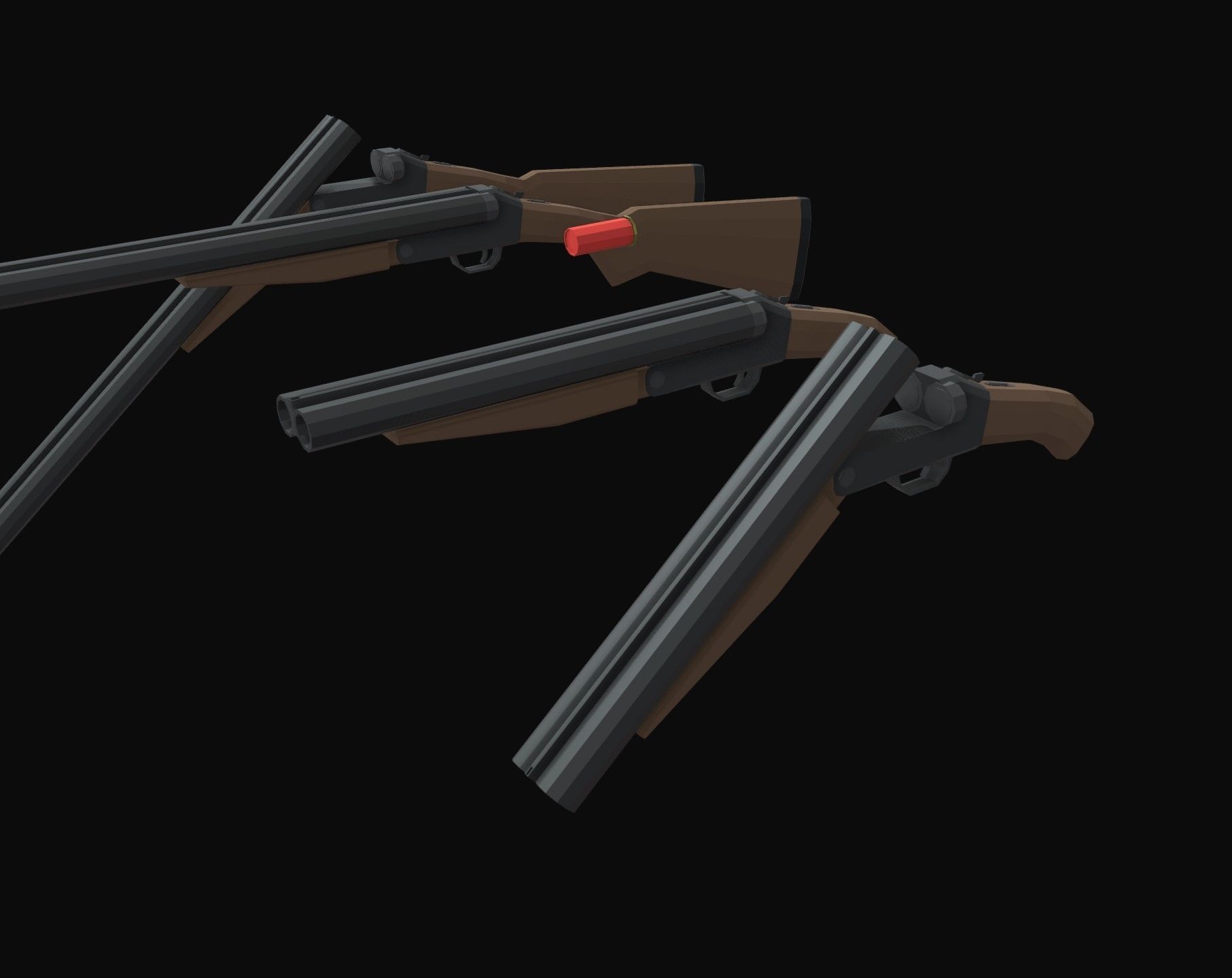 Double Barrel Shotgun Low Poly Low-poly 3D model_3