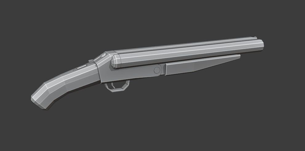 Double Barrel Shotgun Low Poly Low-poly 3D model_9