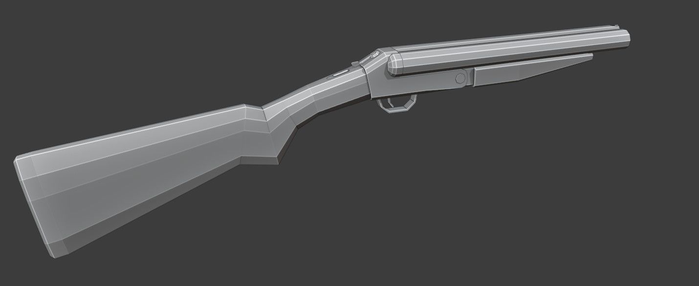 Double Barrel Shotgun Low Poly Low-poly 3D model_10