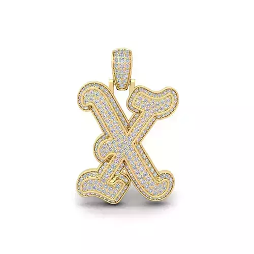 X Initial Capital Fancy Latter 3d Model and Render Detail