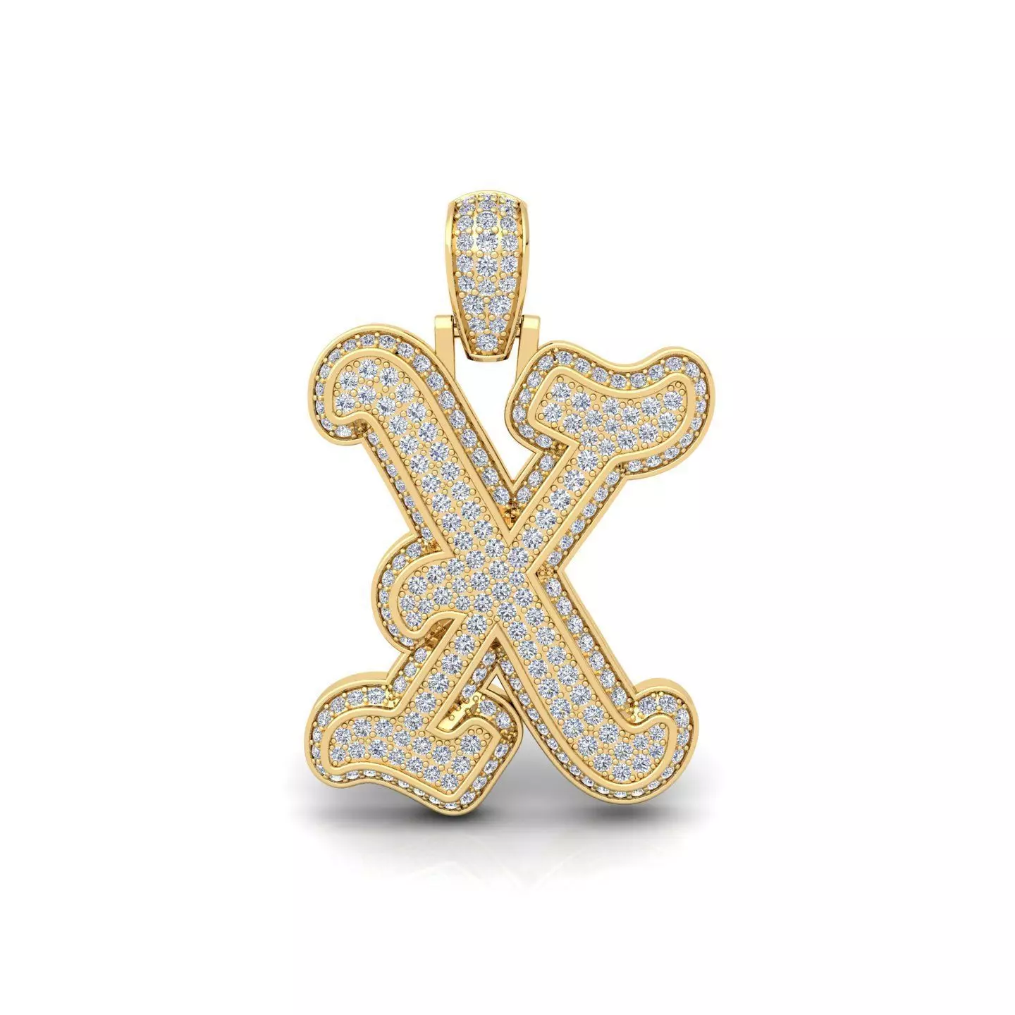 X Initial Capital Fancy Latter 3d Model and Render Detail 3D print model_0