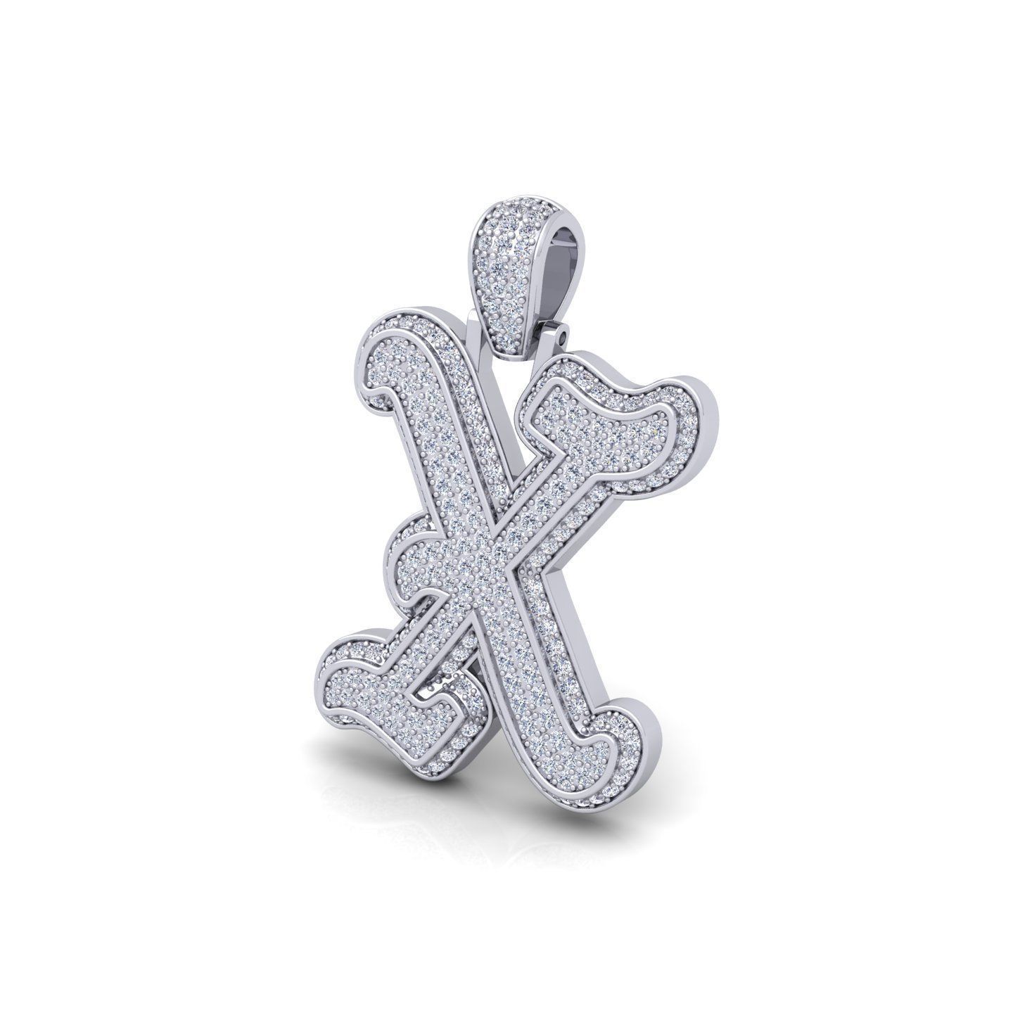 X Initial Capital Fancy Latter 3d Model and Render Detail 3D print model_12