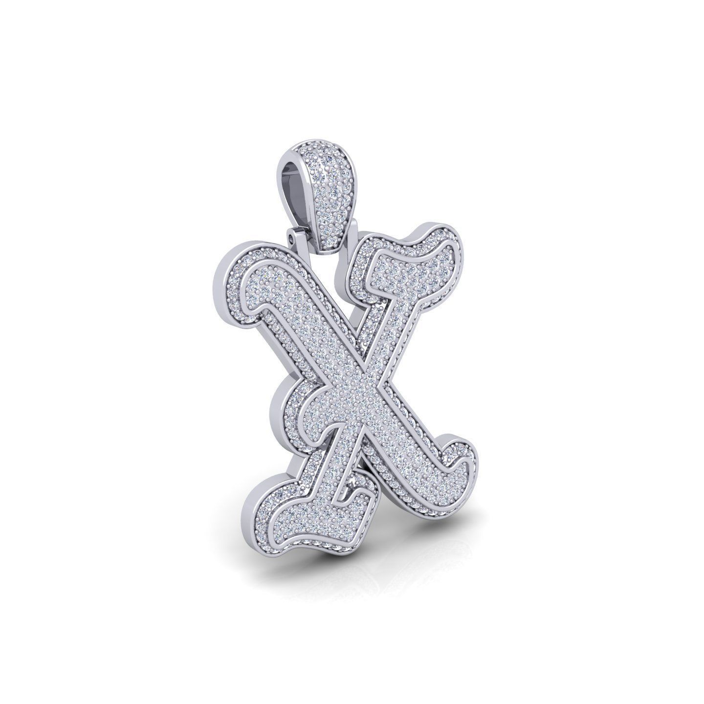 X Initial Capital Fancy Latter 3d Model and Render Detail 3D print model_9