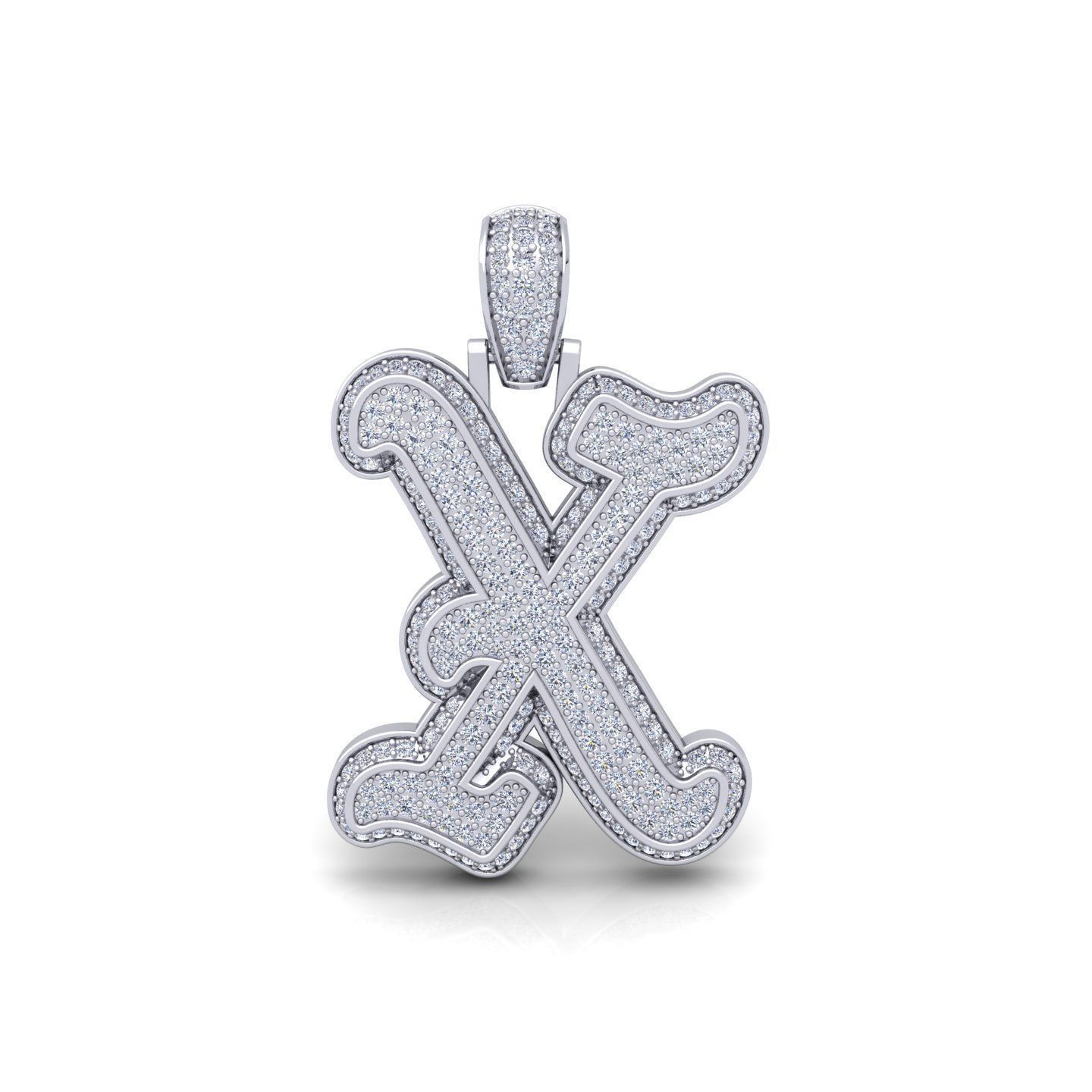 X Initial Capital Fancy Latter 3d Model and Render Detail 3D print model_3