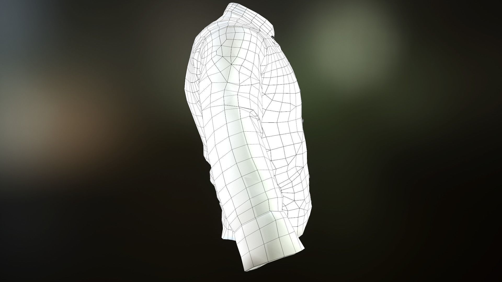 Black And Gray Flannel Button Up Shirt Low-poly 3D model_13