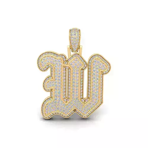 W Initial Capital Fancy Latter 3d Model and Render Detail