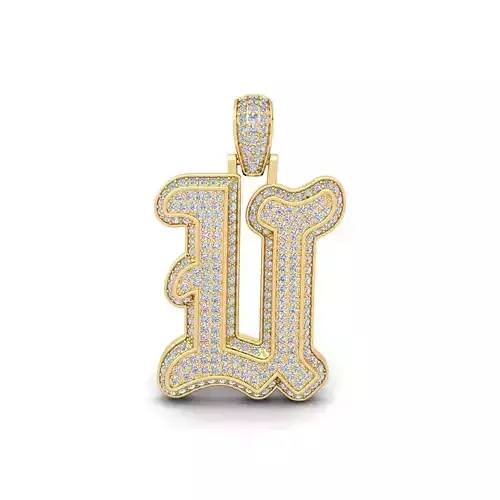 U Initial Capital Fancy Latter 3d Model and Render Detail