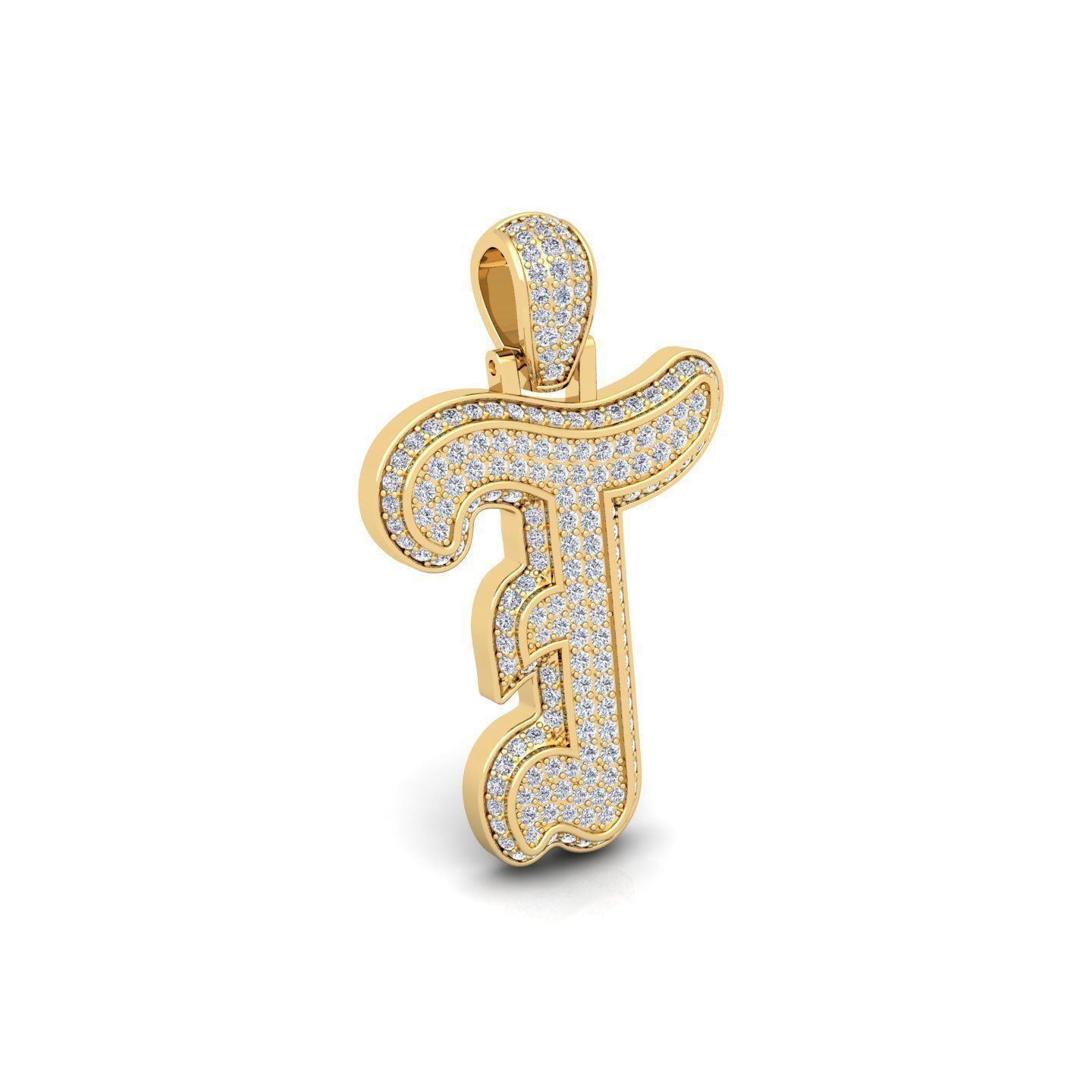 T Initial Capital Fancy Latter 3d Model and Render Detail 3D print model_2