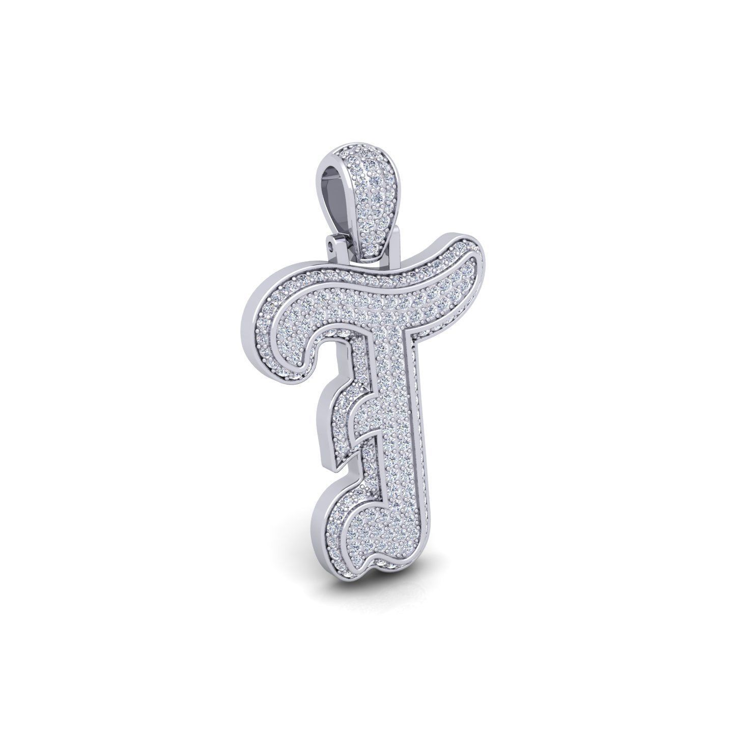 T Initial Capital Fancy Latter 3d Model and Render Detail 3D print model_9