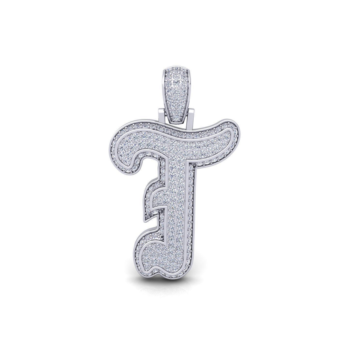 T Initial Capital Fancy Latter 3d Model and Render Detail 3D print model_1