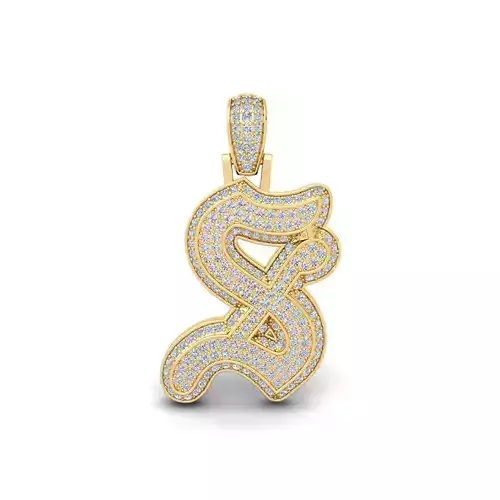 S Initial Capital Fancy Latter 3d Model and Render Detail