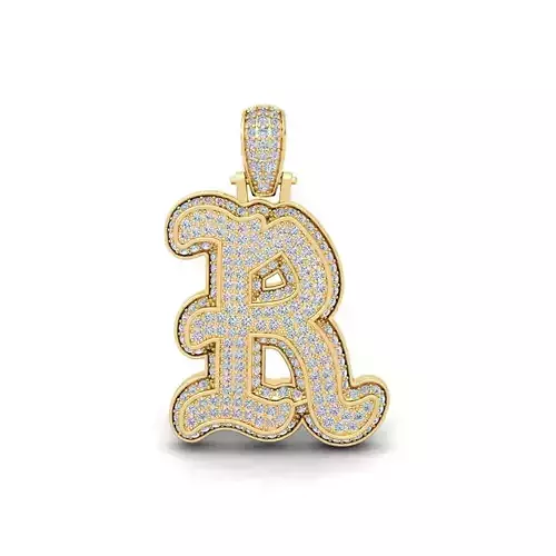 R Initial Capital Fancy Latter 3d Model and Render Detail