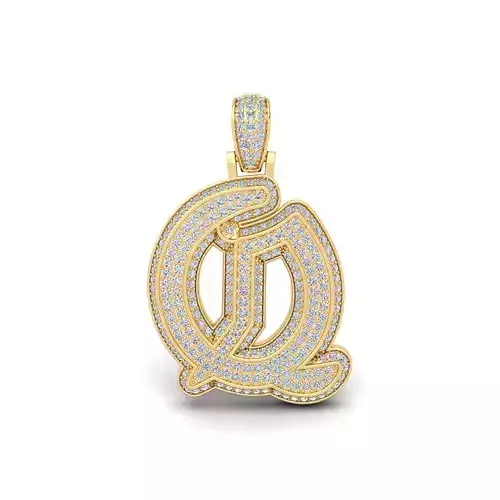 Q Initial Capital Fancy Latter 3d Model and Render Detail