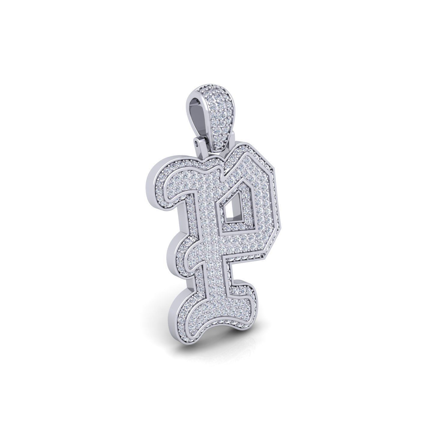 P Initial Capital Fancy Latter 3d Model and Render Detail 3D print model_9