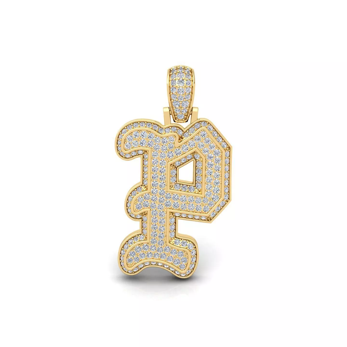 P Initial Capital Fancy Latter 3d Model and Render Detail 3D print model_0