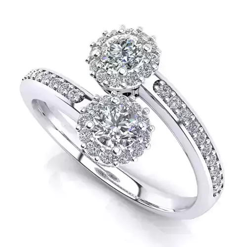 Contrarie Ring engagement jewel with round diamond multi stones