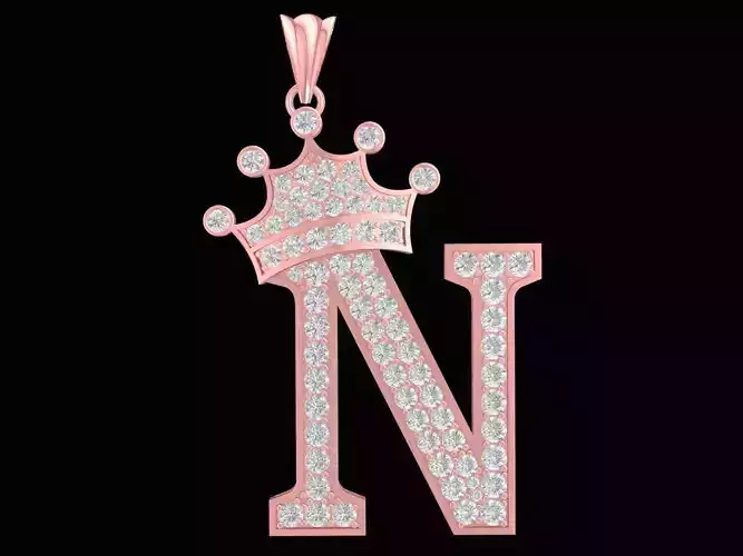 luxury diamond crown letter N pendant 3180