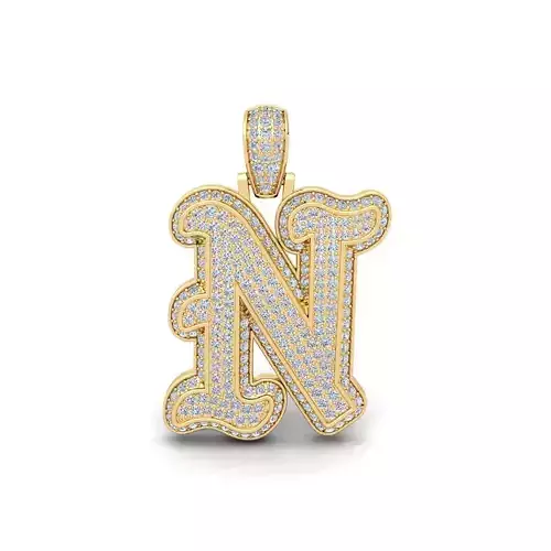 N Initial Capital Fancy Latter 3d Model and Render Detail 3D print model