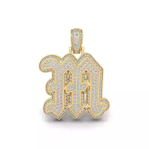 M Initial Capital Fancy Latter 3d Model and Render Detail 3D print model