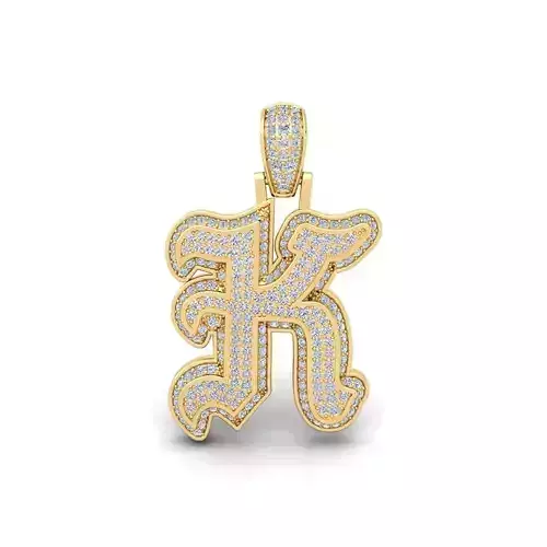 K Initial Capital Fancy Latter 3d Model and Render Detail 3D print model