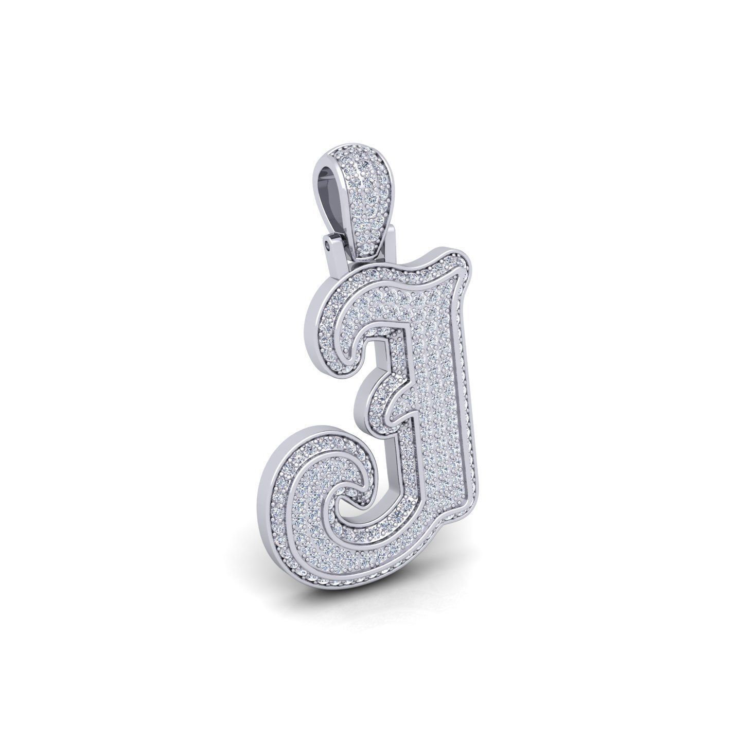 J Initial Capital Fancy Latter 3d Model and Render Detail 3D print model_9