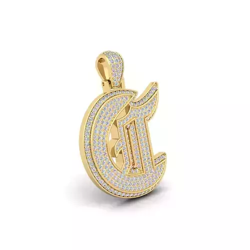 C Initial Capital Fancy Latter 3d Model and Render Detail 3D print model