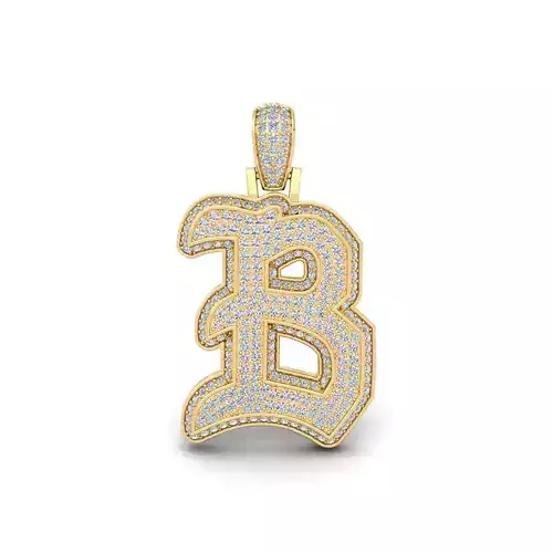 B Initial Capital Fancy Latter 3d Model and Render Detail 3D print model