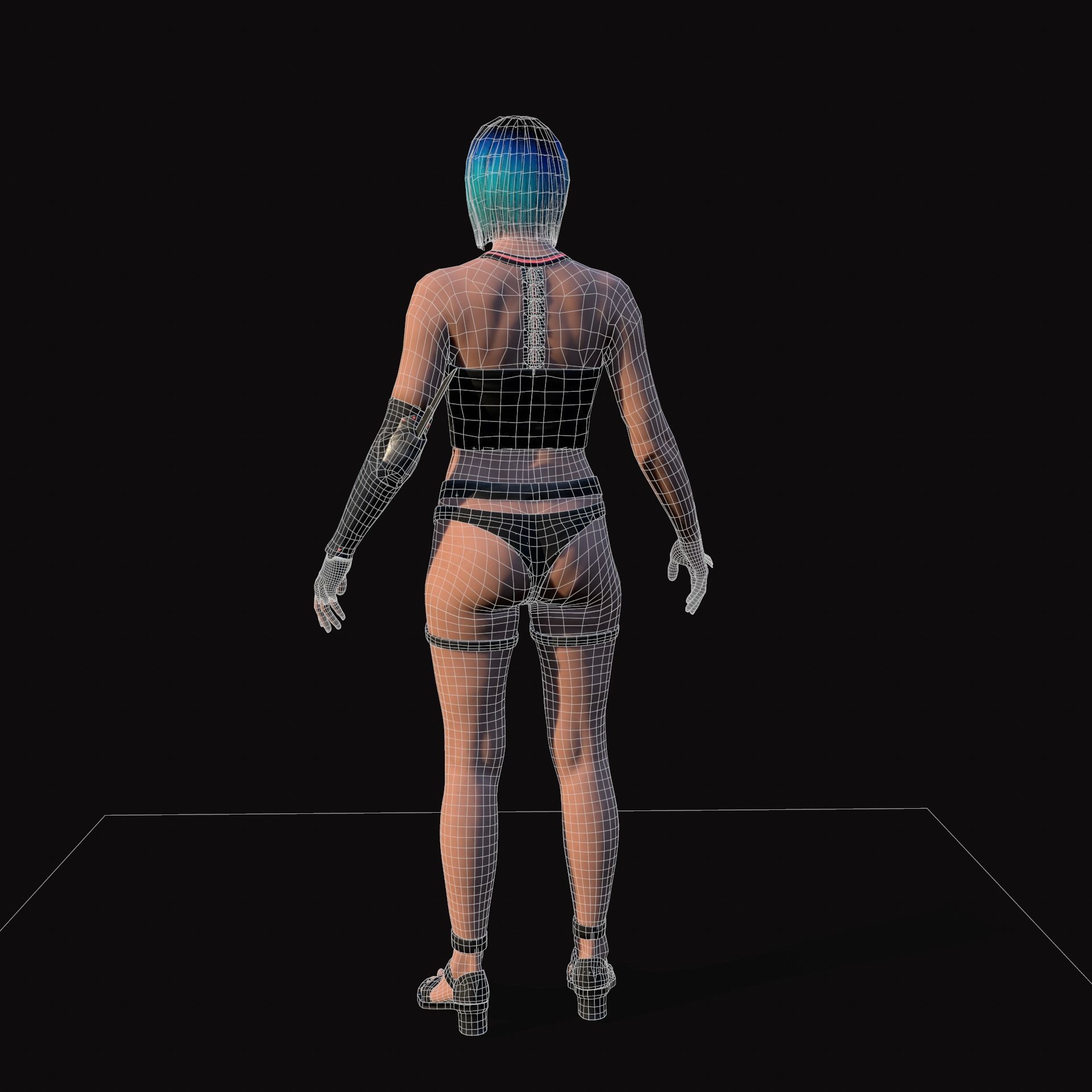 Cyberpunk Girl Low-poly 3D model_18