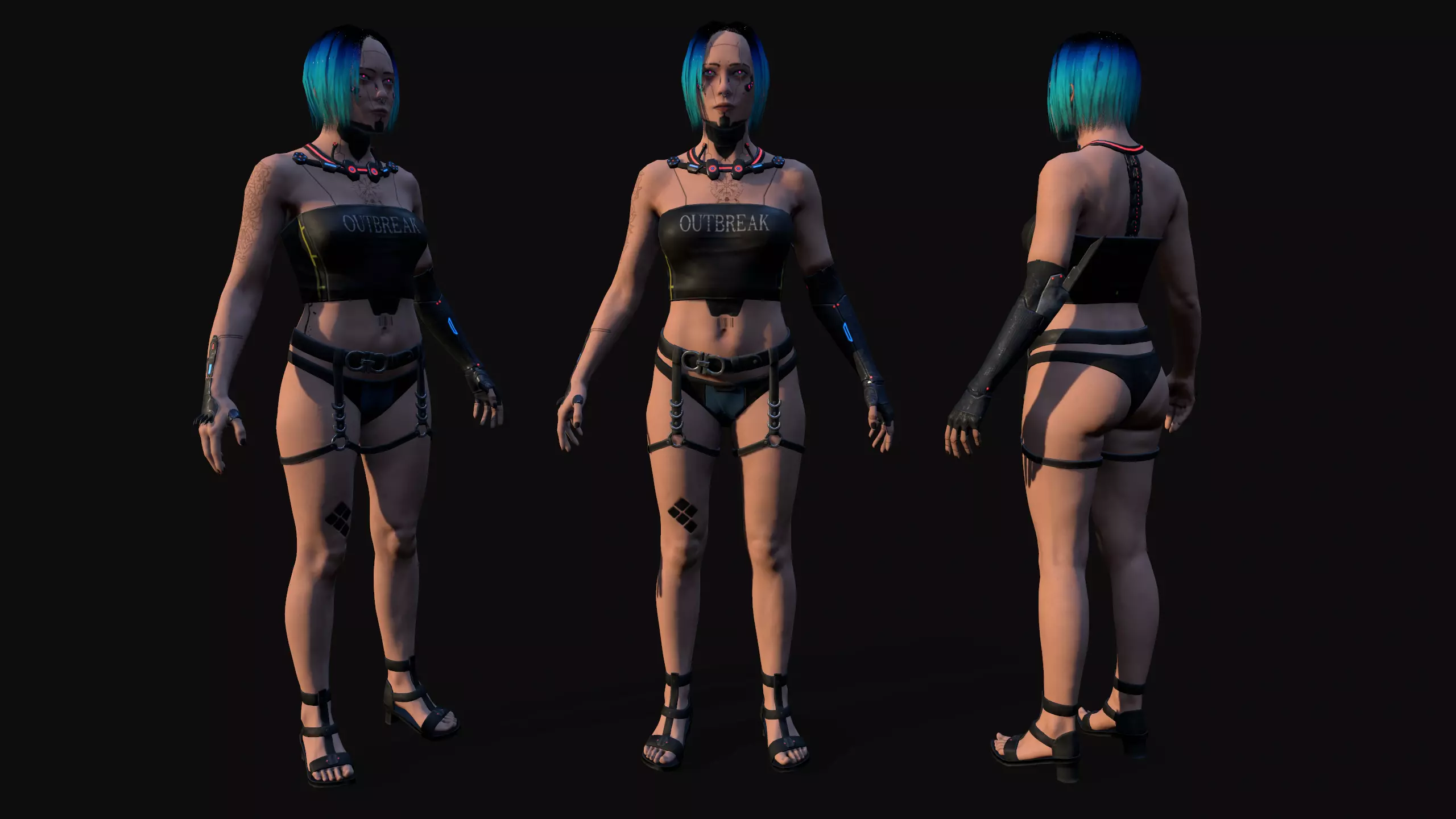 Cyberpunk Girl Low-poly 3D model_0