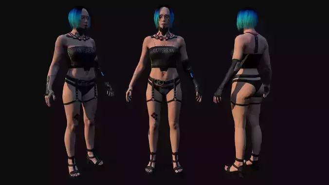 Cyberpunk Girl Low-poly 3D model