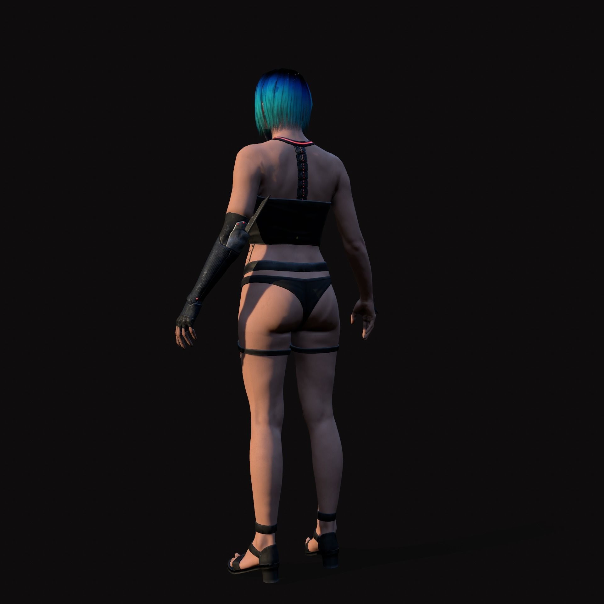 Cyberpunk Girl Low-poly 3D model_11