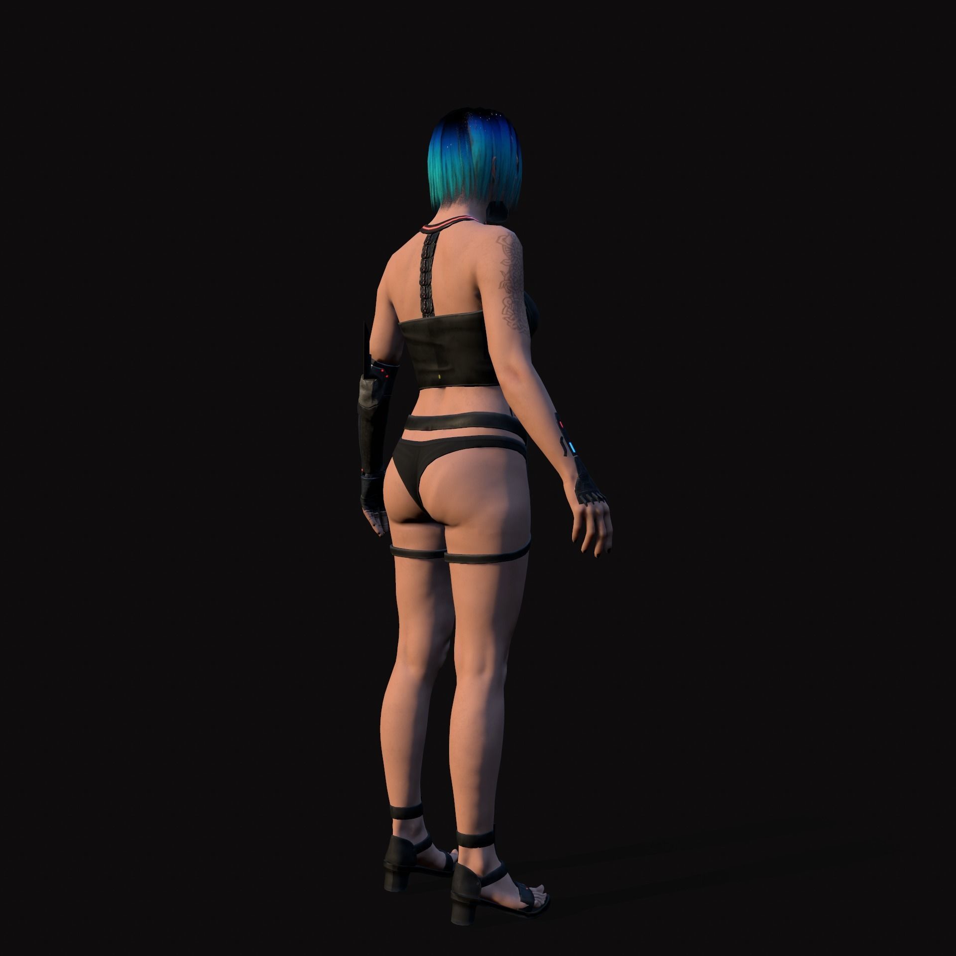 Cyberpunk Girl Low-poly 3D model_10