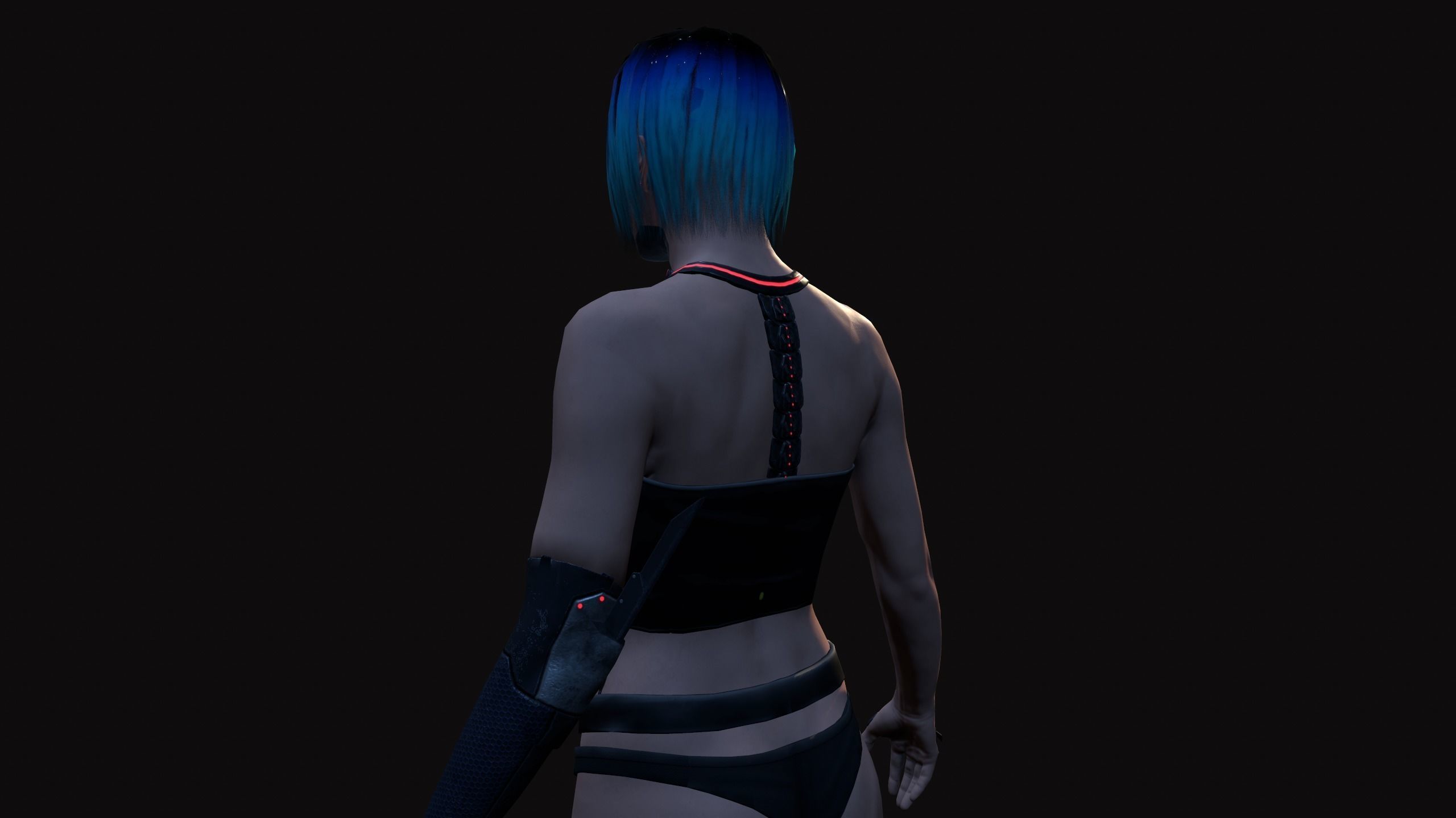 Cyberpunk Girl Low-poly 3D model_5