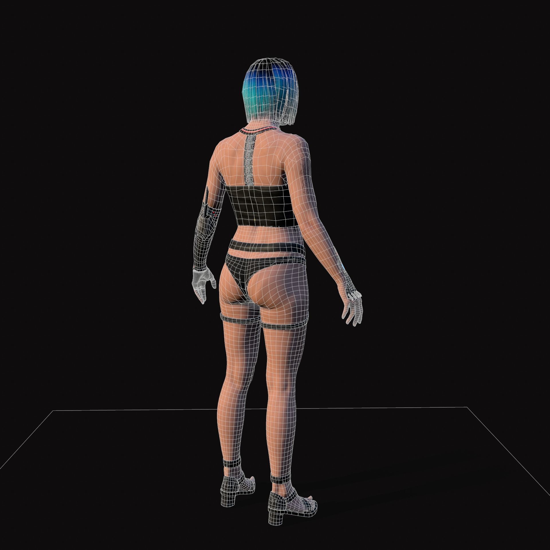 Cyberpunk Girl Low-poly 3D model_17