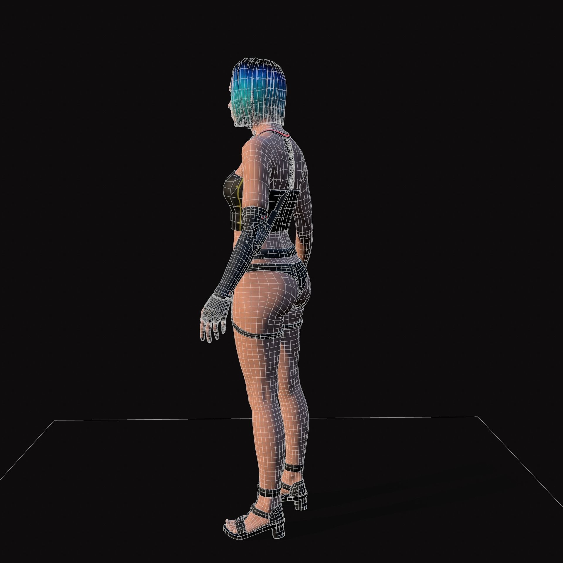 Cyberpunk Girl Low-poly 3D model_19