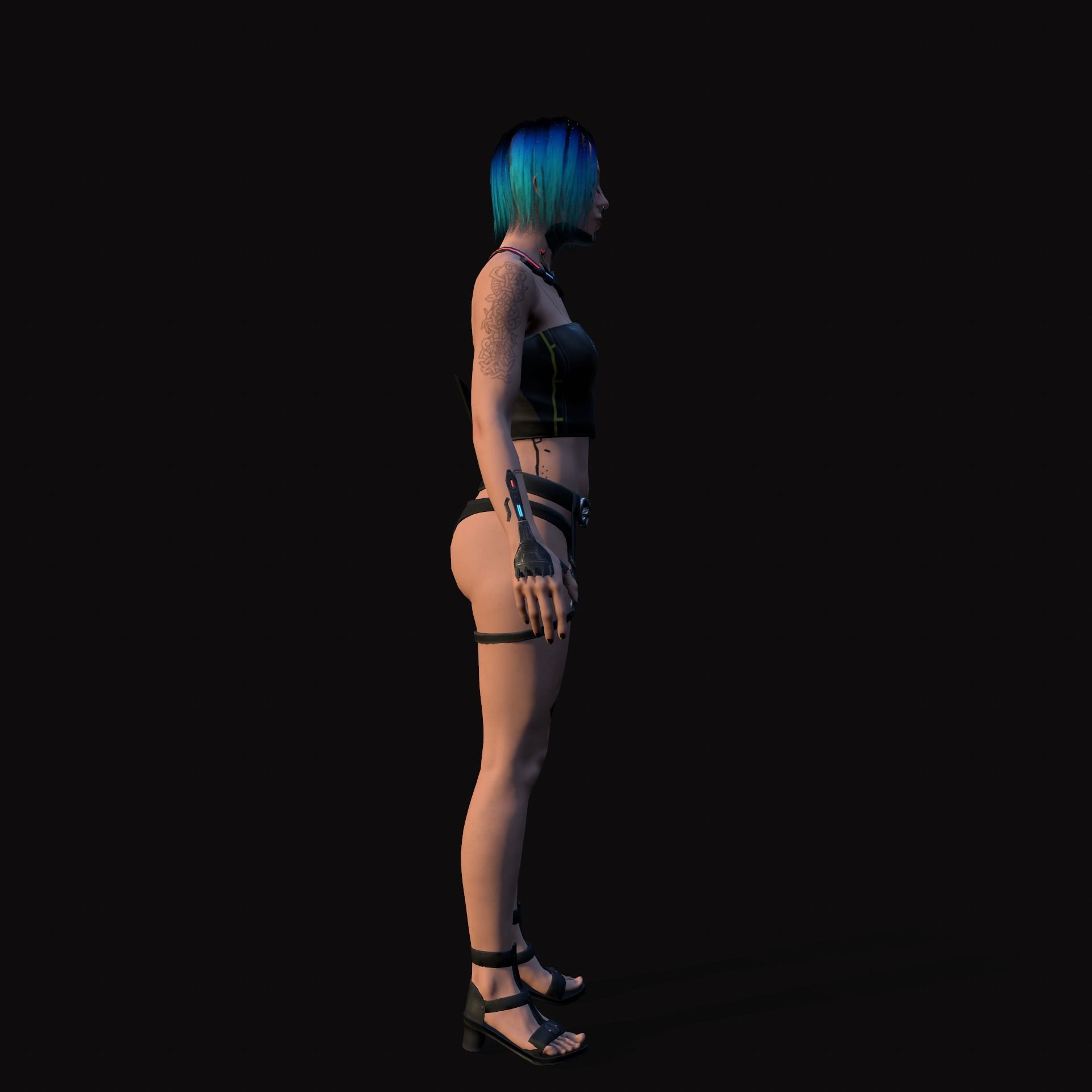 Cyberpunk Girl Low-poly 3D model_9