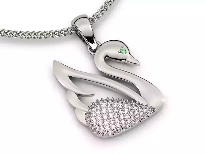 Swan pendant  gold printable jewelry 3D model