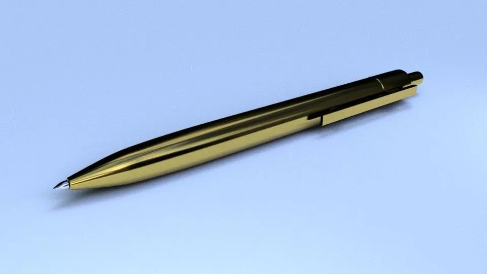 Pen 3D Model gold Low-poly 3D model