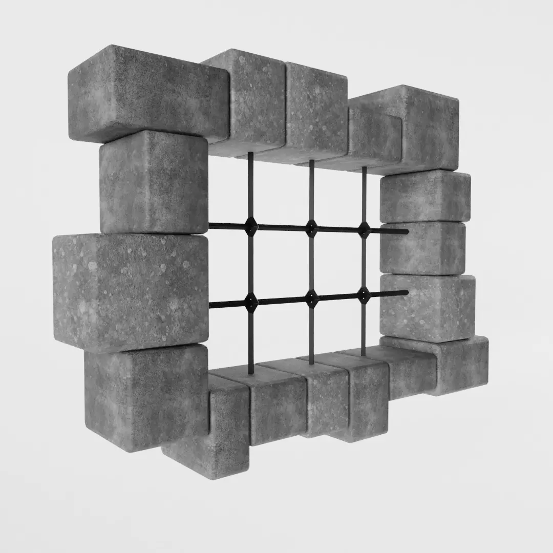 Old Prison Window Low-poly 3D model_0