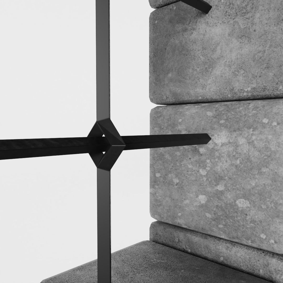 Old Prison Window Low-poly 3D model_1