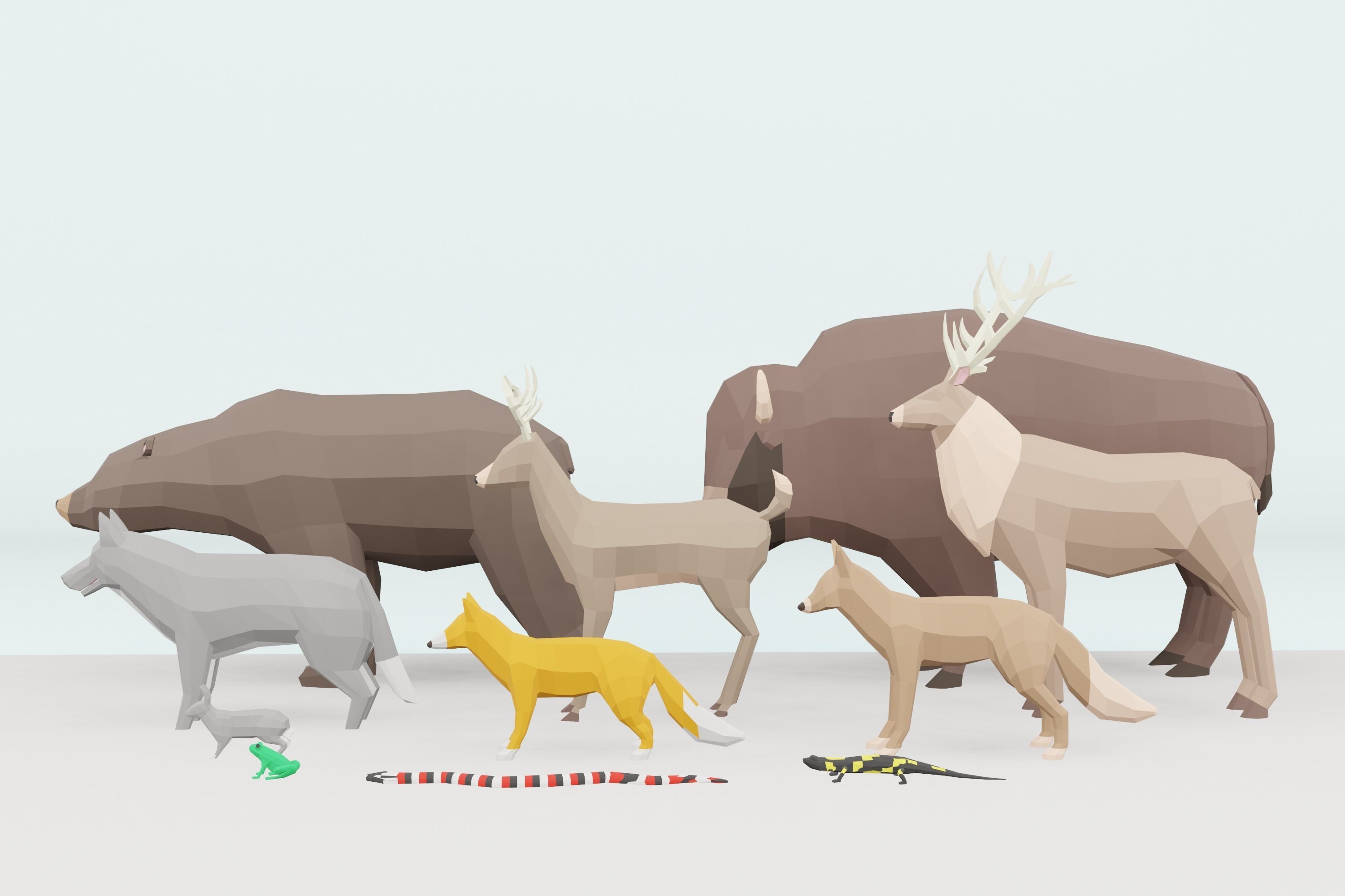 22 low poly animals wild and domestic Low-poly 3D model_5