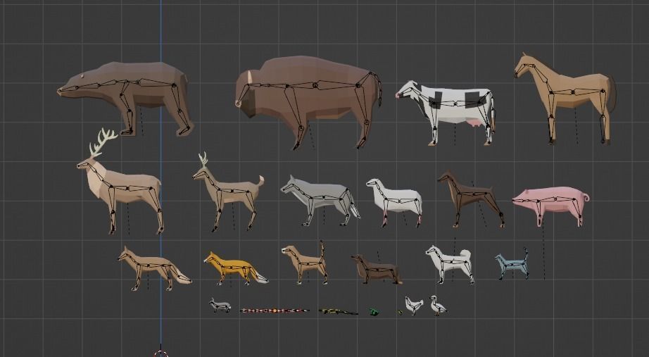 22 low poly animals wild and domestic Low-poly 3D model_1
