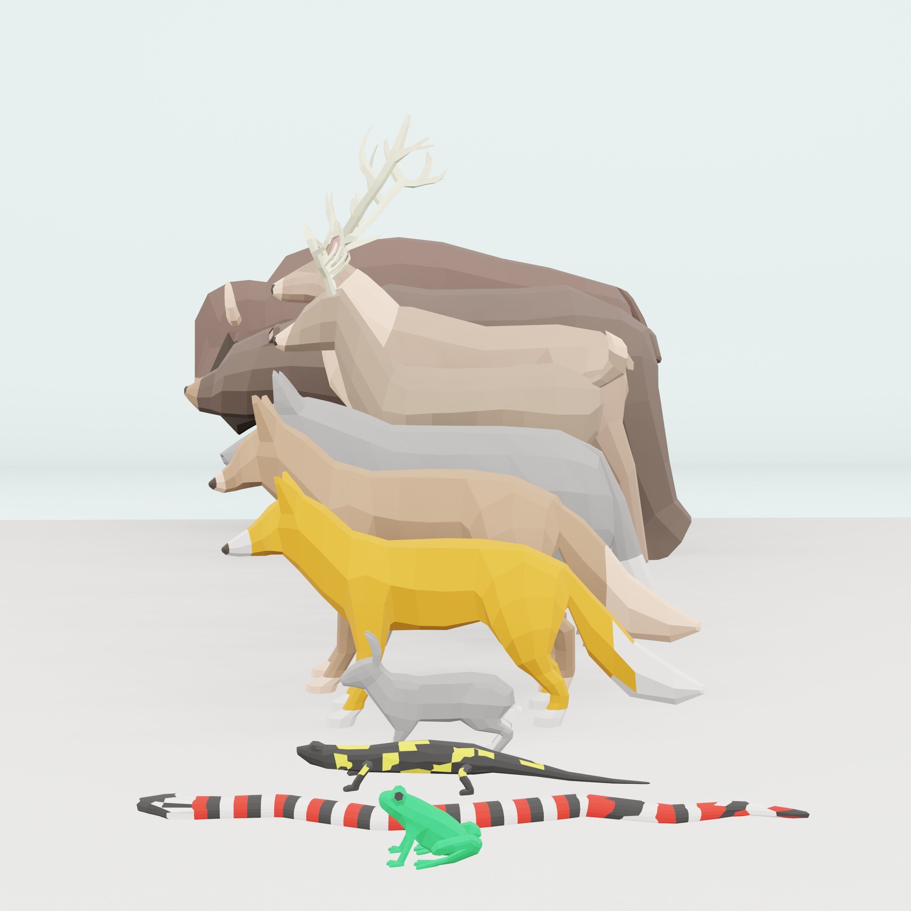 22 low poly animals wild and domestic Low-poly 3D model_6