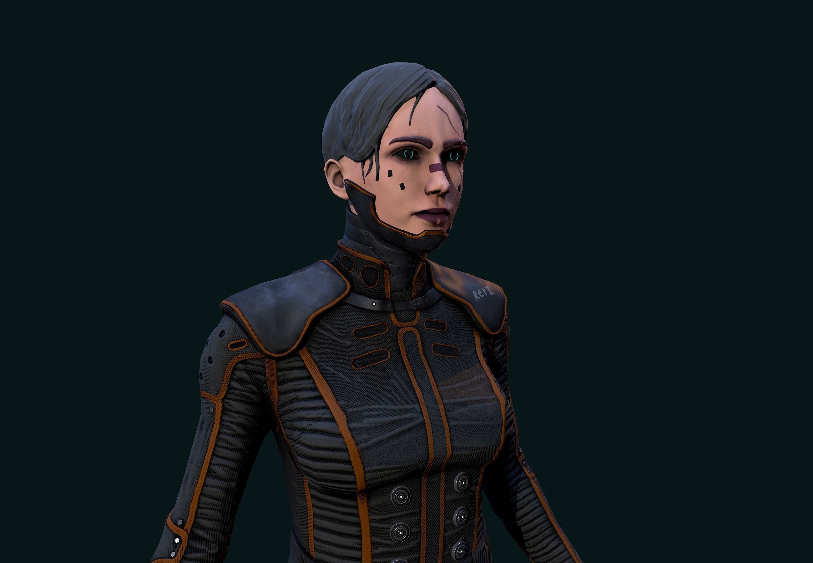 Cyberpunk Girl Low-poly 3D model_12